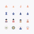 Bundle of meditation yoga flat icons collection. simple design vector