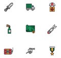 Bundle of military set icons