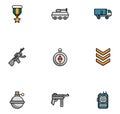 Bundle of military set icons