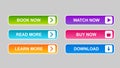 Bundle of 6 modern buttons for web site and ui.