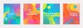 Bundle of modern vector summer posters with bright gradient background,shapes and geometric element