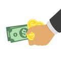 Bundle of money in hand. Royalty Free Stock Photo
