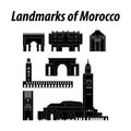 Bundle of morocco famous landmarks by silhouette style Royalty Free Stock Photo