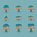 Bundle of mountain badges illustration suitable for sticker, tshirt design