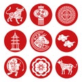 bundle of nine chinese new year 2021 red set icons Royalty Free Stock Photo