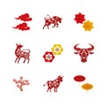 bundle of nine chinese new year 2021 set icons