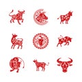bundle of nine chinese new year 2021 set icons