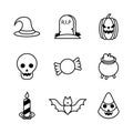 Bundle of nine halloween set icons