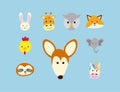 bundle of nine little animals heads characters