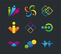 Bundle of nine logos company set icons