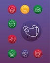 Bundle of nine medical face masks icons Royalty Free Stock Photo