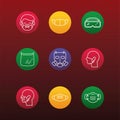 Bundle of nine medical face masks set icons