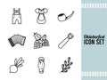 Bundle of nine oktoberfest set icons