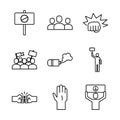 Bundle of nine protest set icons