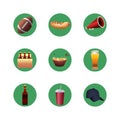 bundle of nine super bowl american football set icons Royalty Free Stock Photo
