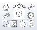 bundle of nine time clocks line style icons