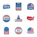 Bundle of nine usa presidential election icons Royalty Free Stock Photo