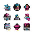 Bundle of nineties set icons