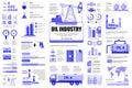 Bundle oil industry infographic UI, UX, KIT elements. Different charts, diagrams, workflow, transport, factory, crude extraction, Royalty Free Stock Photo