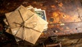 Nostalgic Bundle of Old Letters on a Weathered Chest Royalty Free Stock Photo