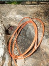 Bundle orange fiber cable of network connection