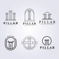 bundle pillar justice law logo icon symbol set package various vector illustration design