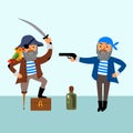 Bundle pirate. Hand drawn beautiful vector illustration with pirate and his stuff.