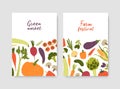 Bundle of poster or flyer templates with fresh organic locally grown vegetables and place for text on white background Royalty Free Stock Photo