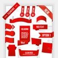 Bundle of Red Web Elements. Corner and Ribbon Coll