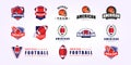 bundle of rugby ball logo design, American football team sport set bundle vector vintage illustration Royalty Free Stock Photo