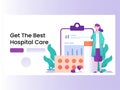 Illustration Vector Graphic of a doctor who use complete medical equipment and validated data for the best hospitals care