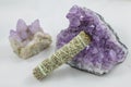 Bundle of Sage with beautiful Spirit Quartz and Amethyst Crystal