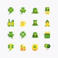 Bundle of Saint Patricks Day flat line icons collection. simple design vector