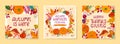 Bundle of seasonal vector autumn illustrations for thanksgiving day and harvest festiva