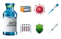 bundle of seven covid19 virus vaccine set icons