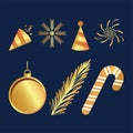 bundle of seven happy new year set icons