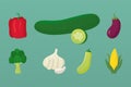 bundle of seven vegetables healthy food icons