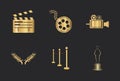 bundle of six golden academy awards set icons Royalty Free Stock Photo