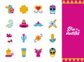 Bundle of sixteen dia de los muertos set icons