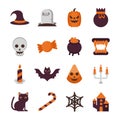 Bundle of sixteen halloween set collection icons