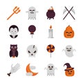 Bundle of sixteen halloween set icons