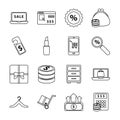 Bundle of sixteen shopping set icons