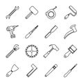Bundle of sixteen tools set collection icons
