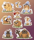 Bundle of stickers with Funny cartoon purebred dogs in Halloween costumes. Scary funny character for halloween. Vector Royalty Free Stock Photo