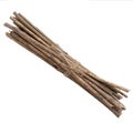 Bundle of sticks, twigs, isolated over white. Tied with string.