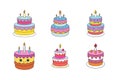 6-bundle template of different birthday cake Royalty Free Stock Photo