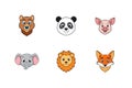 6-bundle template of fox,lion,bear,elephant,pig,tiger and panda Royalty Free Stock Photo