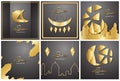 Bundle template for Ramadan Kareem with black and gold color. 3D Vector design in paper cut and craft for islamic greeting card,