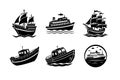 6-bundle template of ship,ferry,life-boat Royalty Free Stock Photo