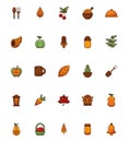 Bundle of thanksgiving set icons